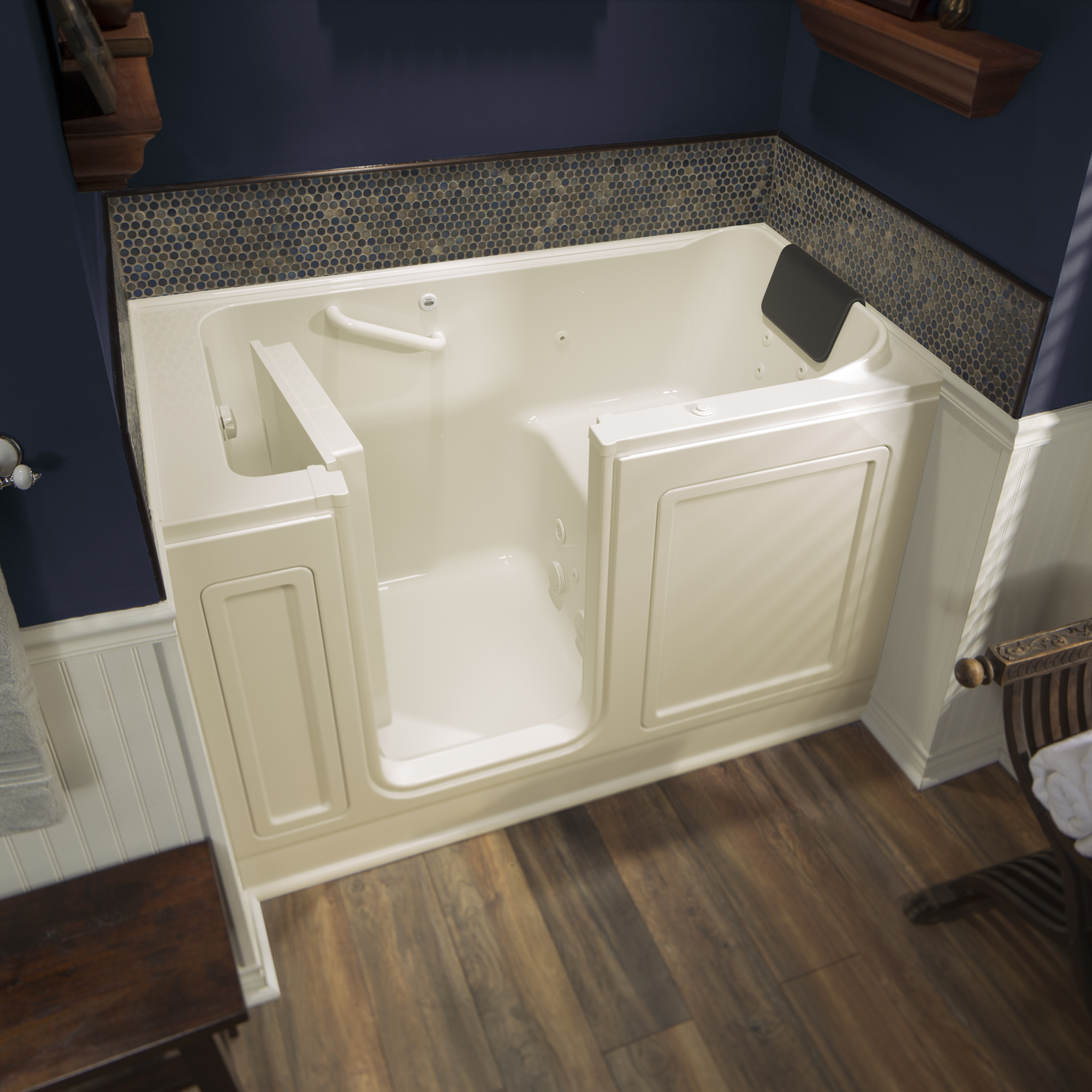 Acrylic Luxury Series 32 x 60  Inch Walk in Tub With Whirlpool System   Left Hand Drain WIB LINEN